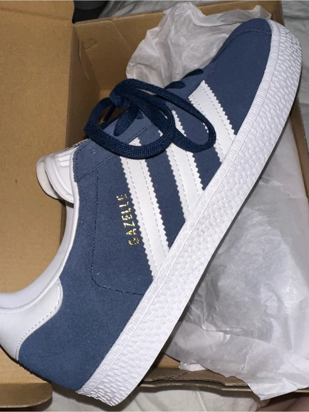 adidas Gazelle Suede Sneakers - Navy and White